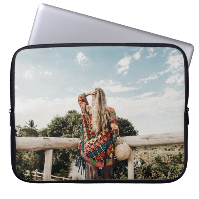 Woman standing on terrace laptop sleeve (Front)