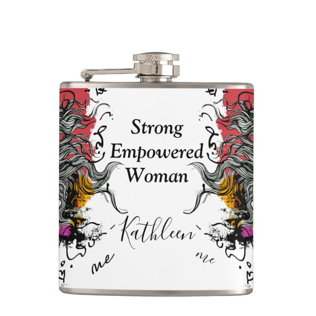 Woman Strong Empowered Personalise Hip Flask (Front)