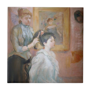 Woman Styling Daughter's Hair (by Berthe Morisot) Tile