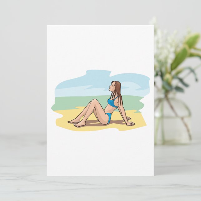 Woman Sunbathing Invitation (Standing Front)