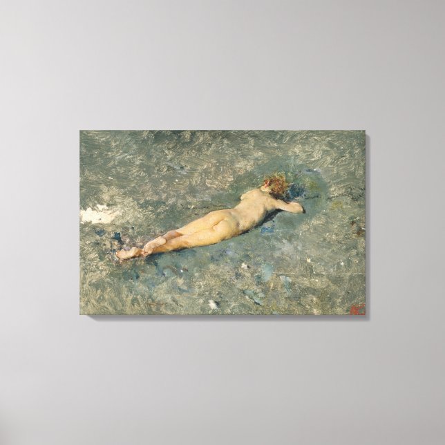 Woman Sunbathing on the Beach at Portici Canvas Print (Front)