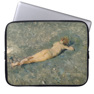 Woman Sunbathing on the Beach at Portici Laptop Sleeve
