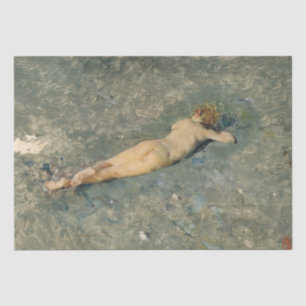 Woman Sunbathing on the Beach at Portici Tissue Paper