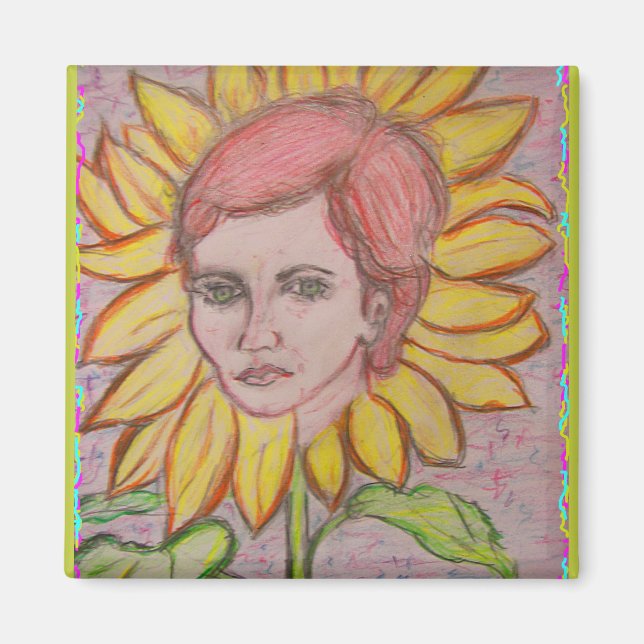 Woman Sunflower Magnet (Front)