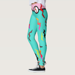 Woman Superhero Halloween Turquoise Pink Leggings