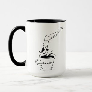 woman swimming in coffee cup