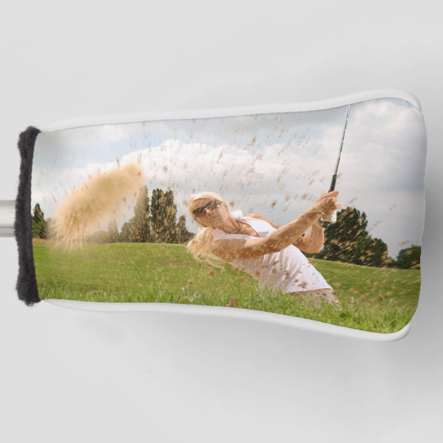 Woman swinging a Golf club Putter Golf Head Cover` Cover (Front)