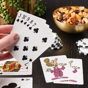 Woman Taking Pills Playing Cards