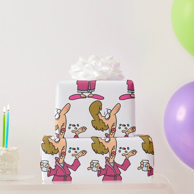 Woman Taking Pills Wrapping Paper (Creator Uploaded)