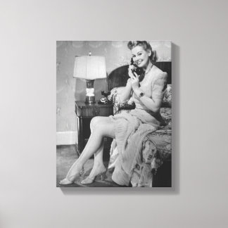 Woman Talking on Phone Canvas Print