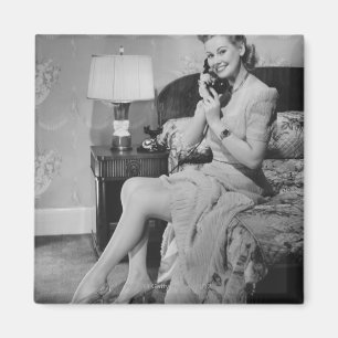 Woman Talking on Phone Magnet