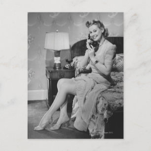 Woman Talking on Phone Postcard