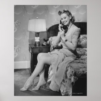 Woman Talking on Phone Poster