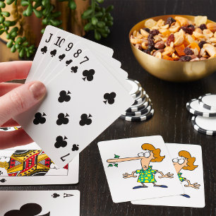 Woman Telling Lies Playing Cards