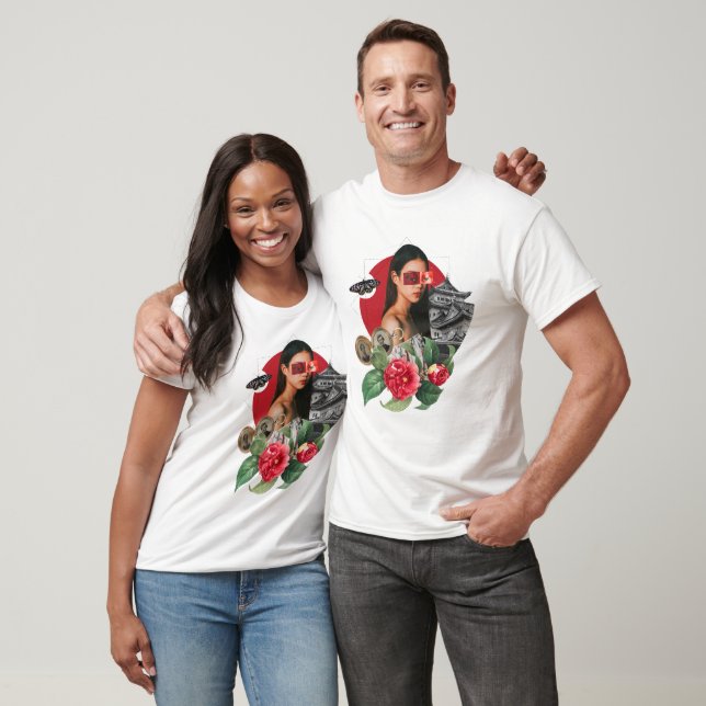 Woman, Temple, Flowers Collage T-Shirt (Unisex)