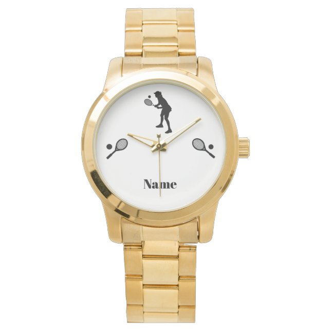 Woman Tennis Player Silhouette Watch (Front)