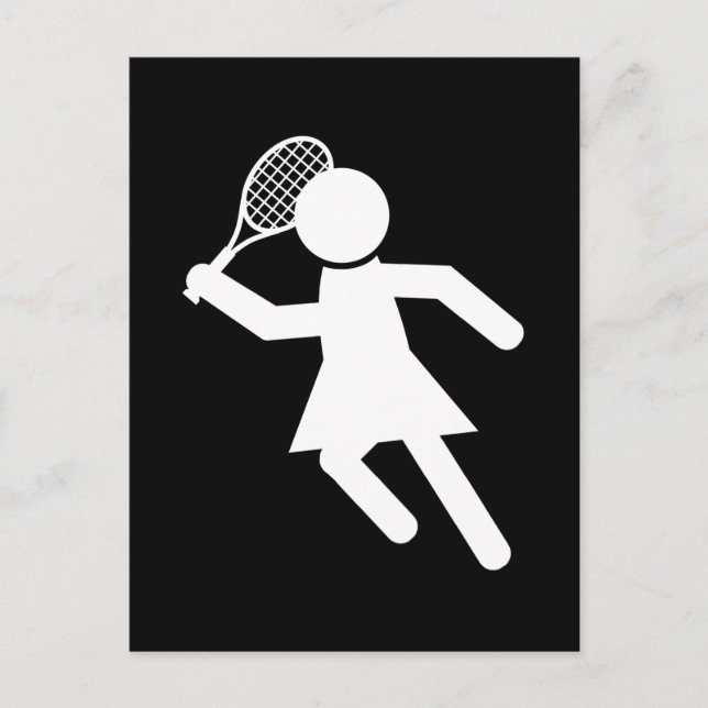 Woman Tennis Player - Tennis Symbol (on Black) Postcard (Front)