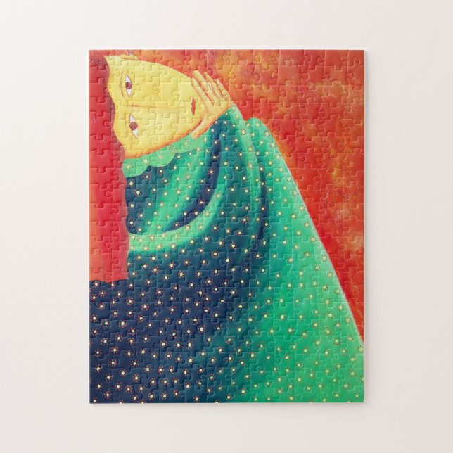 Woman Thinking Contemporary Art Acrylic Painting Jigsaw Puzzle (Vertical)