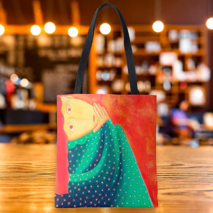 Woman Thinking Contemporary Fine Art Painting Tote Bag