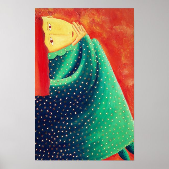 Woman Thinking Contemporary Painting Art Print (Front)