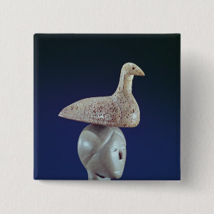 Woman thinking of a Loon bird, from Cape Dorset 15 Cm Square Badge