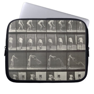 Woman throwing a bucket of water, plate 401 from ' laptop sleeve