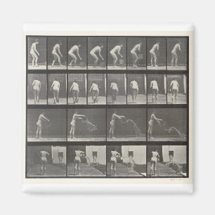 Woman throwing a bucket of water, plate 401 from ' magnet