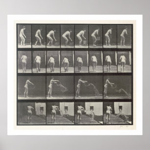 Woman throwing a bucket of water, plate 401 from ' poster