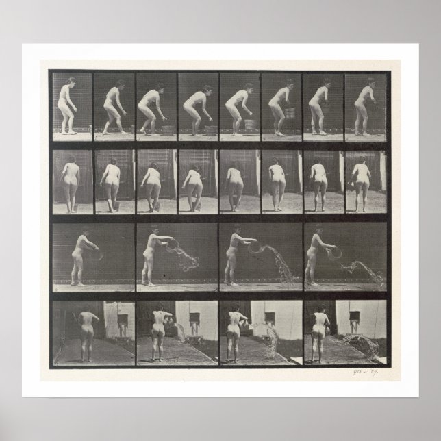 Woman throwing a bucket of water, plate 401 from ' poster (Front)