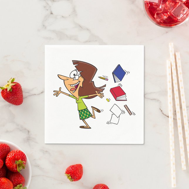 Woman Throwing Books Paper Napkins (Creator Uploaded)
