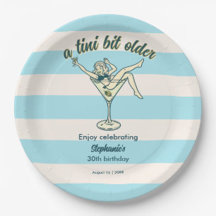 Woman Tini Bit Older Martini Retro 30th Birthday Paper Plate