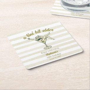 Woman Tini Bit Older Martini Retro 30th Birthday Square Paper Coaster