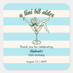 Woman Tini Bit Older Martini Retro 30th Birthday Square Sticker