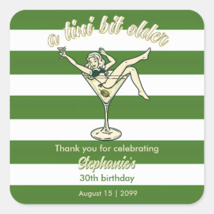 Woman Tini Bit Older Martini Retro 30th Birthday Square Sticker