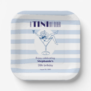 Woman Tini Bit Older Martini Theme 30th Birthday Paper Plate