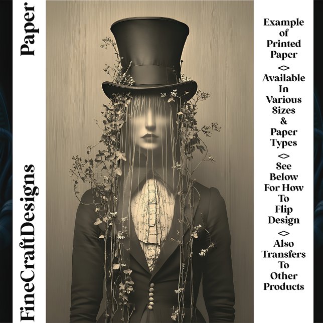 Woman, Top Hat & Veil, Eyes Hidden CS1 Craft Paper (Creator Uploaded)