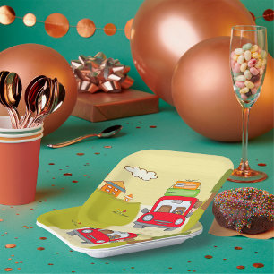 Woman Travelling By Car Paper Plate