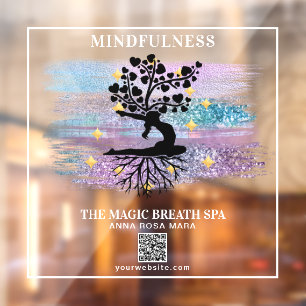 ** Woman Tree of Life Reiki Yoga Meditation Window Cling