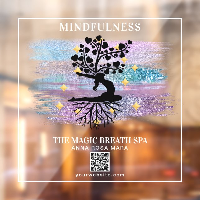 ** Woman Tree of Life Reiki Yoga Meditation Window Cling (Sheet 2)