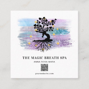 ** Woman Tree of Life Yoga Meditation Reiki  Square Business Card