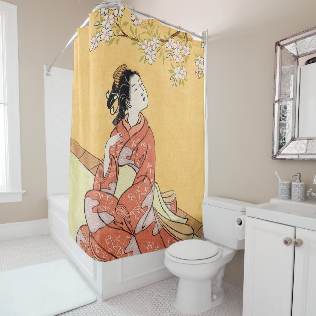 Woman Under Cherry Blossoms Shower Curtain (In Situ)