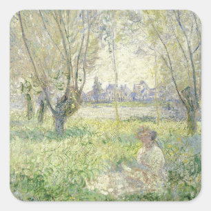 Woman under Willows, Monet 1880 Square Sticker