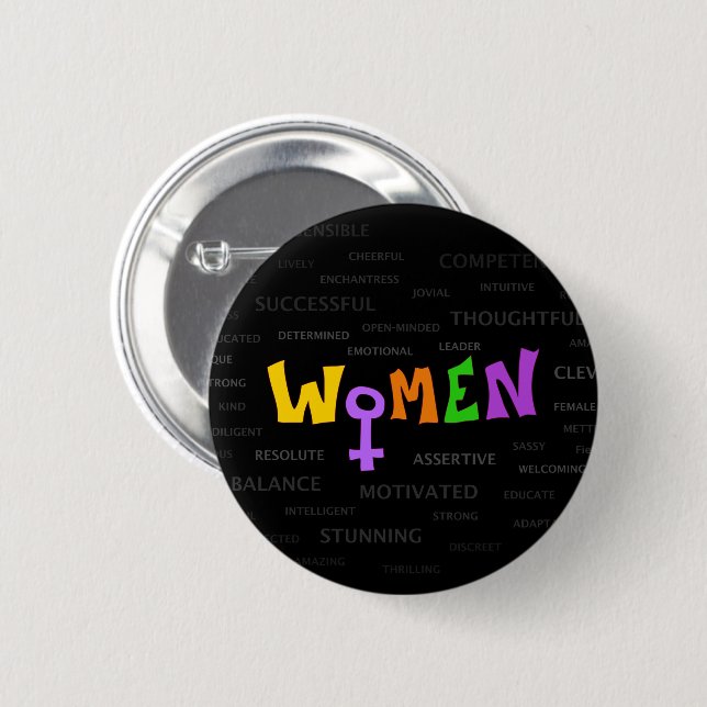 Woman up! 6 cm round badge (Front & Back)