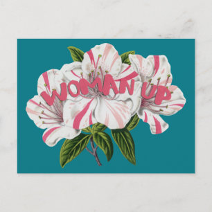 Woman Up Feminist Postcard
