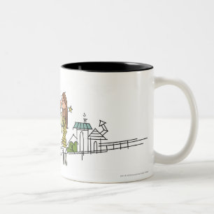 Woman using an astronomy telescope Two-Tone coffee mug