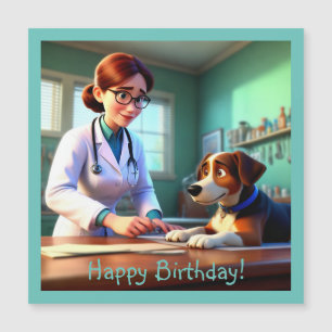 Woman Veterinarian Magnetic Birthday Card