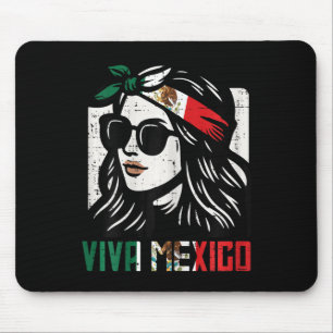 Woman Viva Mexico Flag Cinco De Mayo Mexican Women Mouse Mat