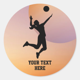 Woman Volleyball Player Beach Volleyball Classic Round Sticker