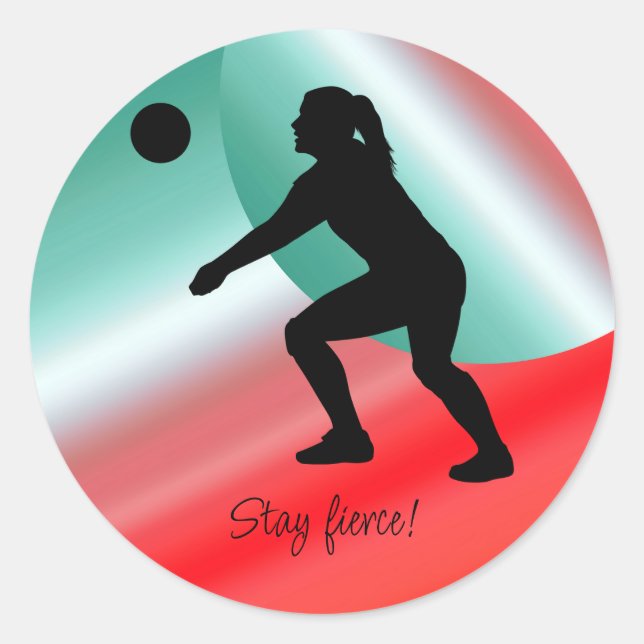 Woman Volleyball Player Beach Volleyball Classic Round Sticker (Front)