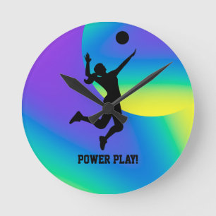 Woman Volleyball Player Beach Volleyball Round Clock
